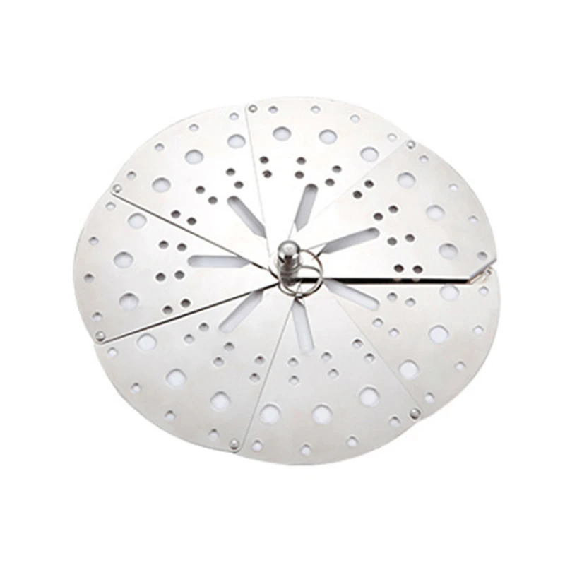 Tapa de caída ajustable de acero inoxidable, cubierta para olla de comida a fuego lento, cubierta de prevención antidesbordamiento, estante para cocinar al vapor