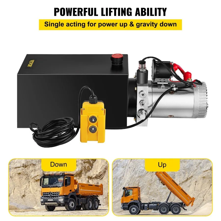 Hydraulic Pump 10 Quart Hydraulic Power Unit Single Acting Hydraulic Pump 12V DC Hydraulic Pump Steel Reservoir Single Acting