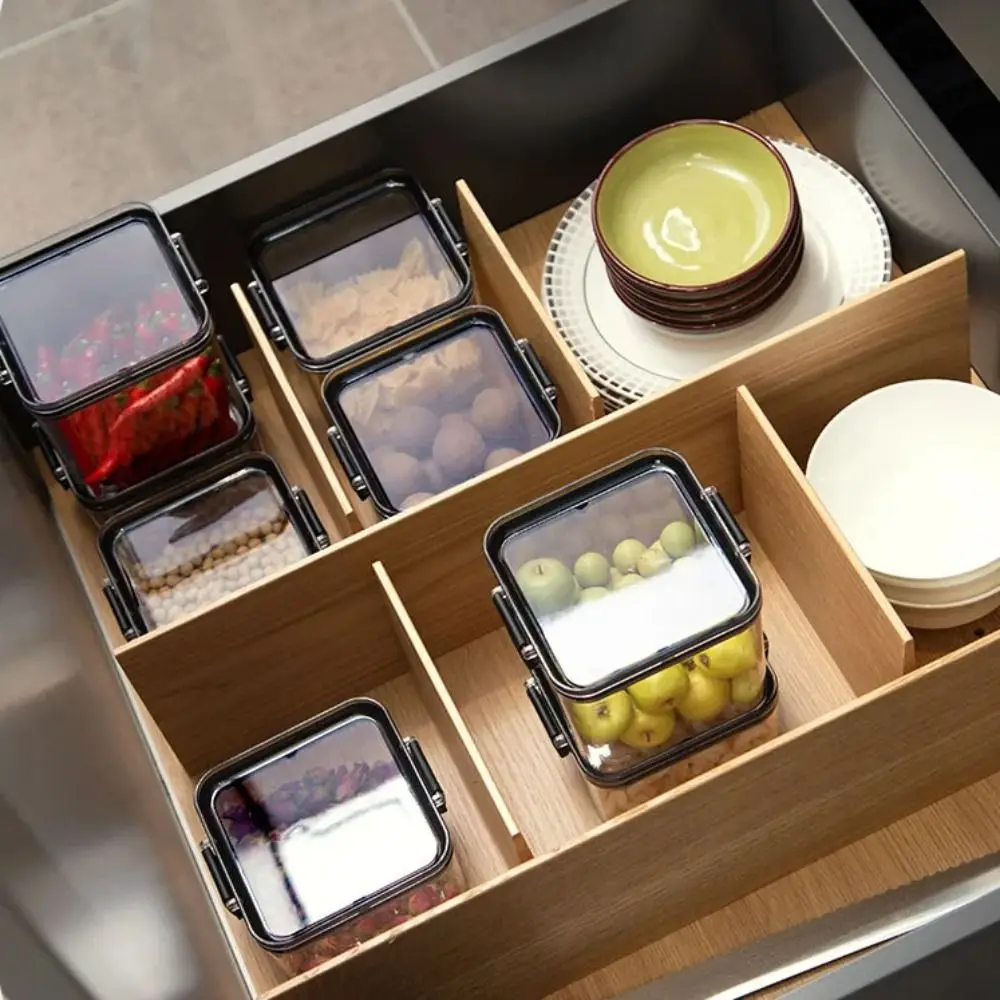 Transparent Plastic Storage Boxes Plastic Square Stackable Food Storage Boxes Sealed Stackable Sealed Square Fresh-Keeping Boxes