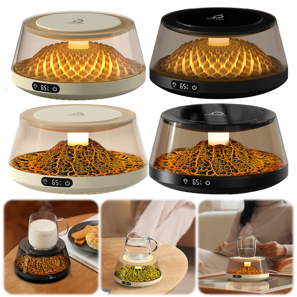 

USB Home Heating Coaster with LED Lights Electric Beverage Warmer 4 Temperature Settings Smart Cup Warmer for Home Office Desk