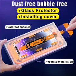 Dust Free Bubble Free Installation Screen Protector For iPhone 15 14 13 12 11 Pro Max Tempered Glass iPhone XS MAX XR 14 15 Plus