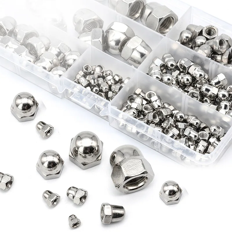 

190PCS cap nut box 304 stainless steel cap nut set hexagonal semicircular nut manufacturer