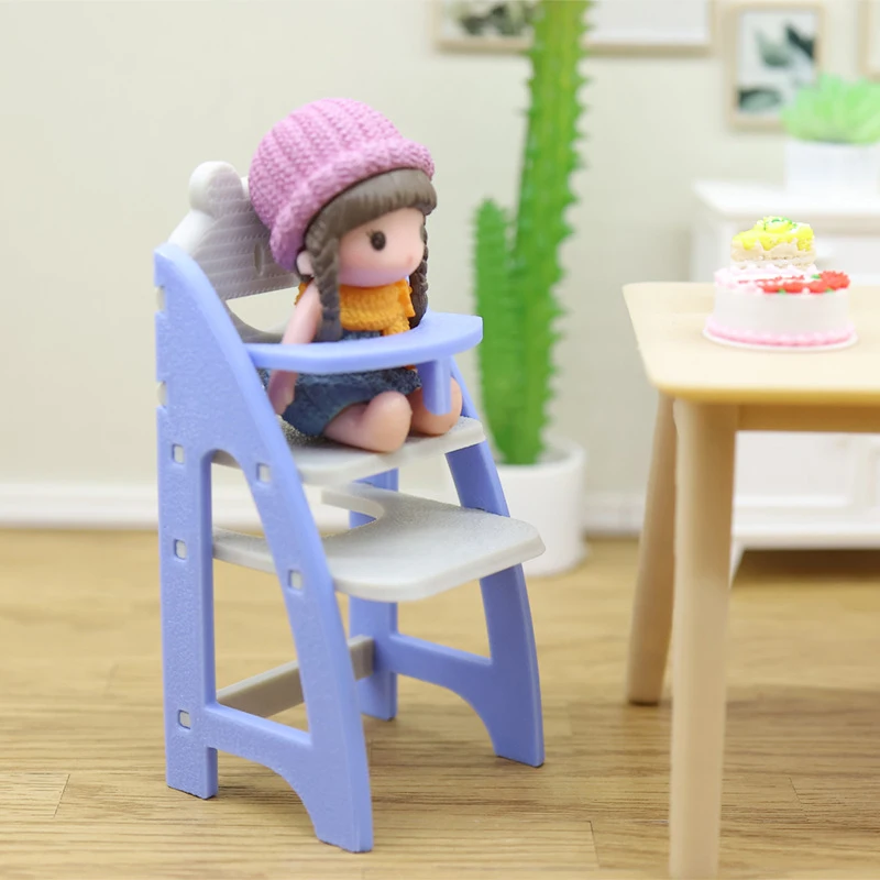 Dollhouse Miniature Living Furniture Decoration Children Pretend Play Toys 1/12 Dollhouse Simulation Baby Dining Chair Model