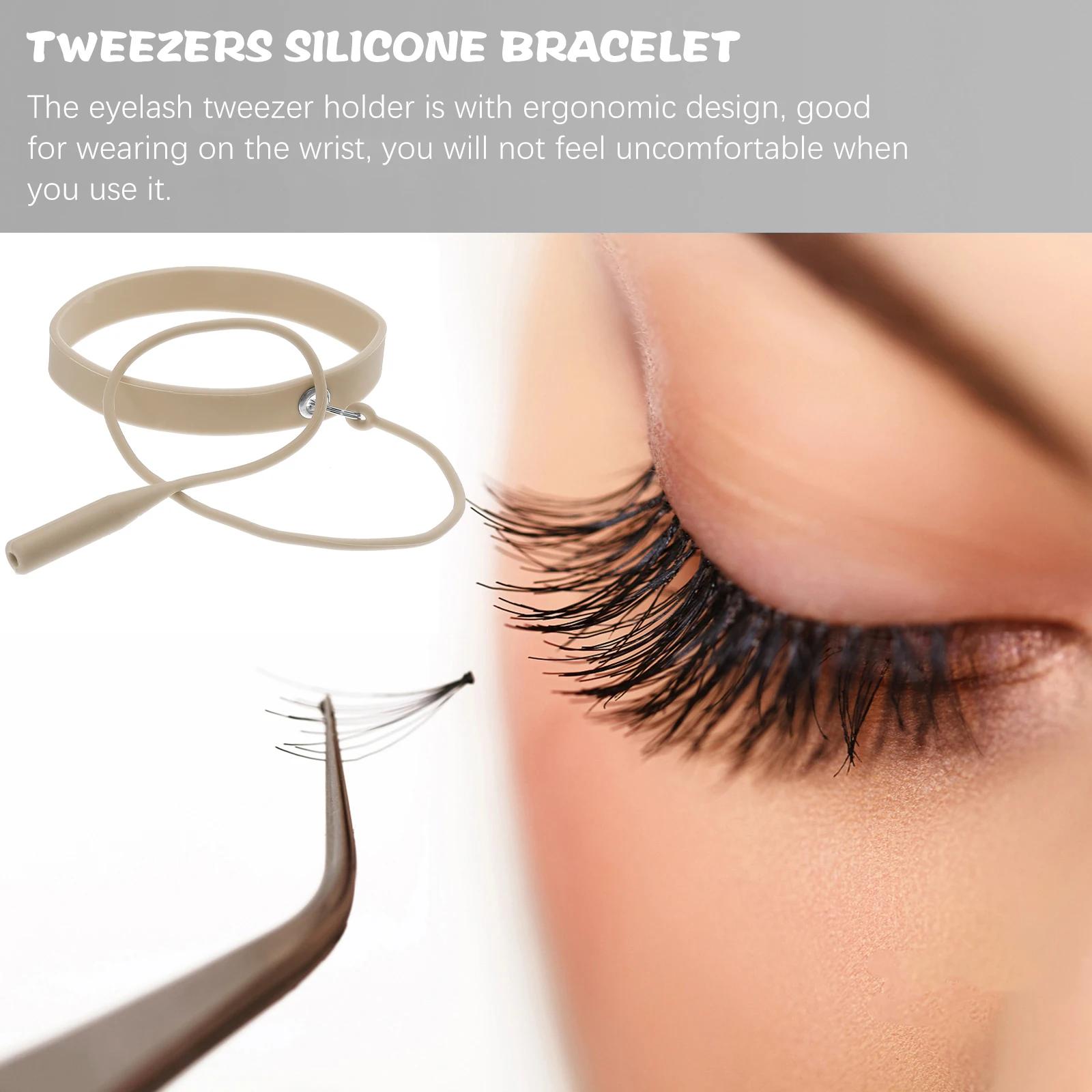Polsino porta pinzetta per ciglia in silicone premium, finitura liscia, flessibile, adatto per tutti i tipi di mani, assistente per il trucco