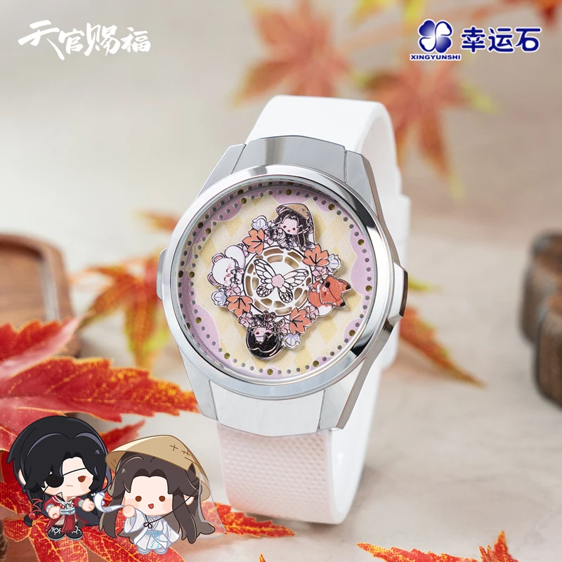 

Официальные аниме-товары по мотивам «Благословения небожителей»: Вращающиеся LED-часы, официальные продукты, водонепроницаемые, подарок для девушки, с изображением Се Лиань и Хуа Чэна.