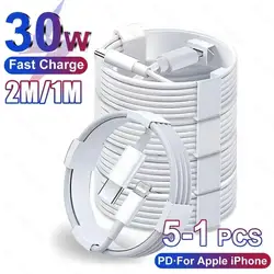 5-1pcs 30W Fast Charging Cable Foe iPhone 13 12 11 14 Pro Max Mini USB C Cable For X XR XS MAX 7 8 14 Plus 6