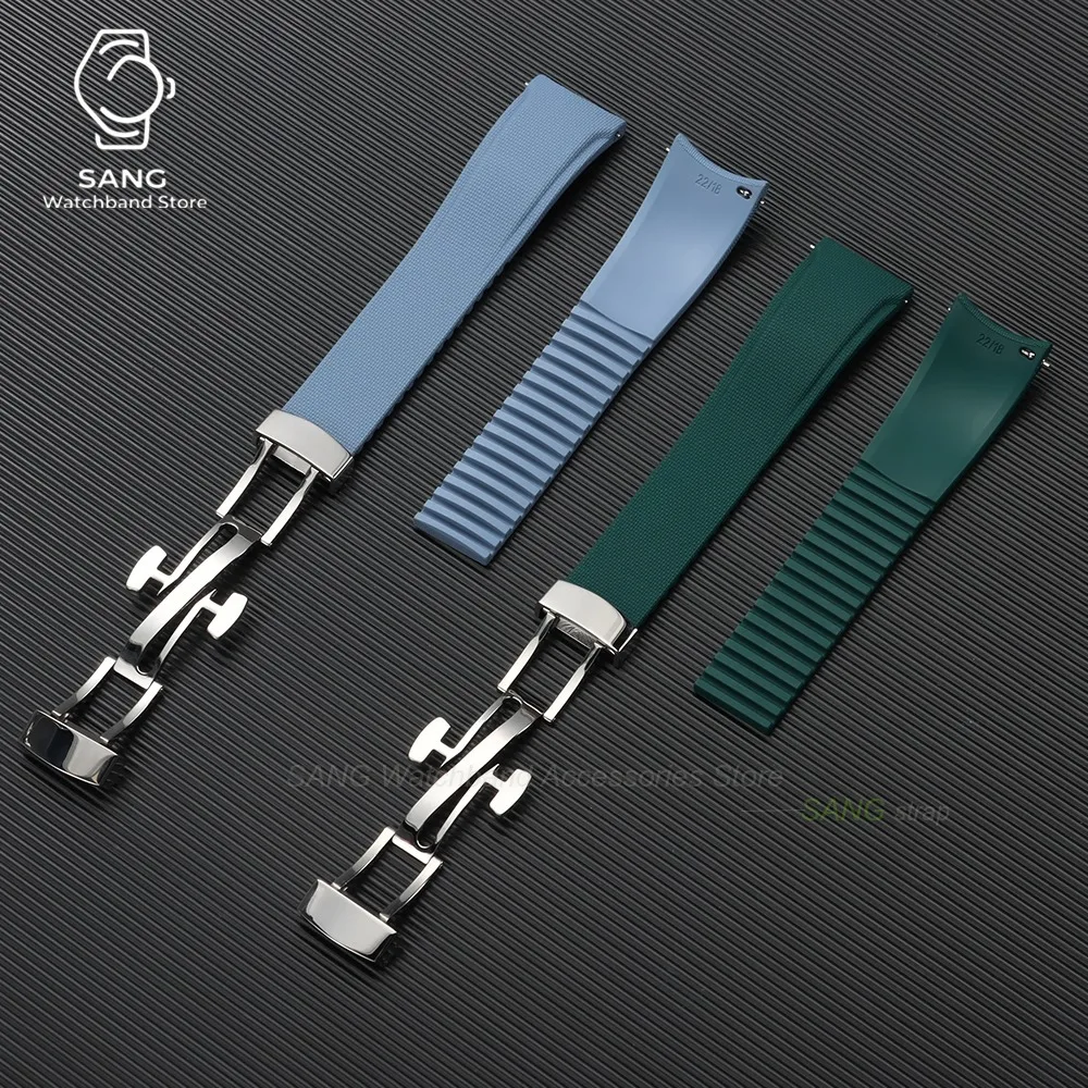 20mm 21mm 22mm Schnellverschluss Uhrenarmband mit gebogenem Ende, neues weiches FKM Fluorkautschuk Uhrenarmband, Herren Armband, universelles Sportarmband – Detail 23