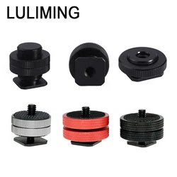 1/4 Double Layer Hot Shoe Photography Equipment Accessories 5/8-27 to 1/4 3/8 Microphone Stand Screw Flash Connection Base