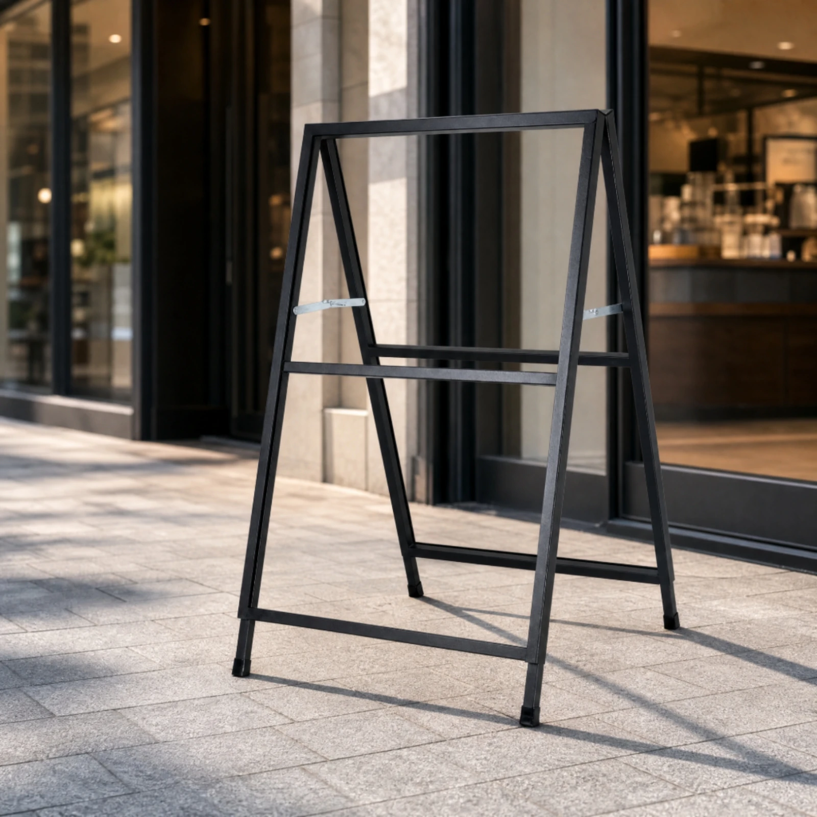 Folding A-Frame Poster Display Stand Fully Assembled Black Iron A-Frame Poster Stand All Metal Construction Heavy Duty