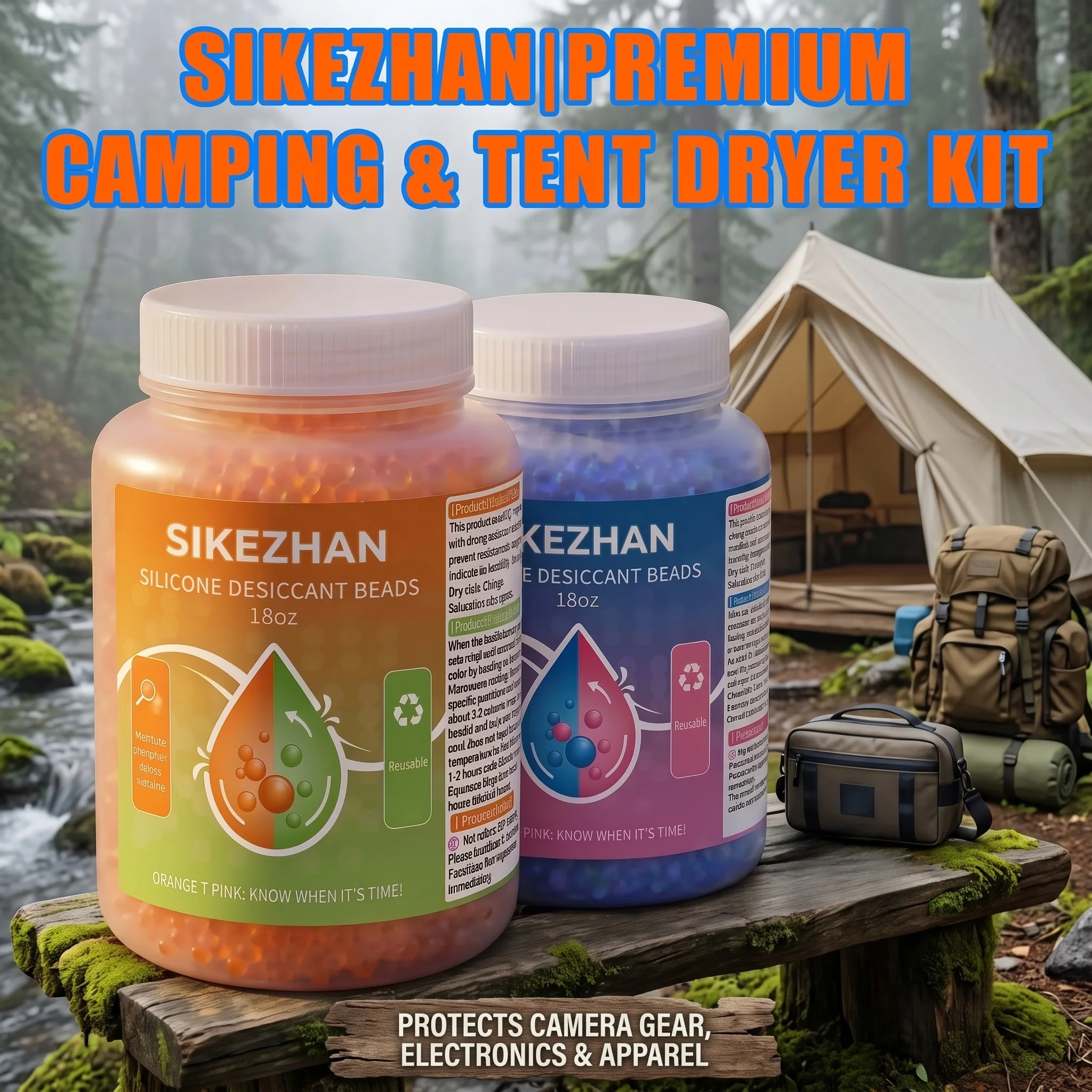 Ultimate Moisture Absorber:Reusable Color-Changing Silica Gel Packets for Camping Gear, Large Dry Bags, Storage, Damp Protection
