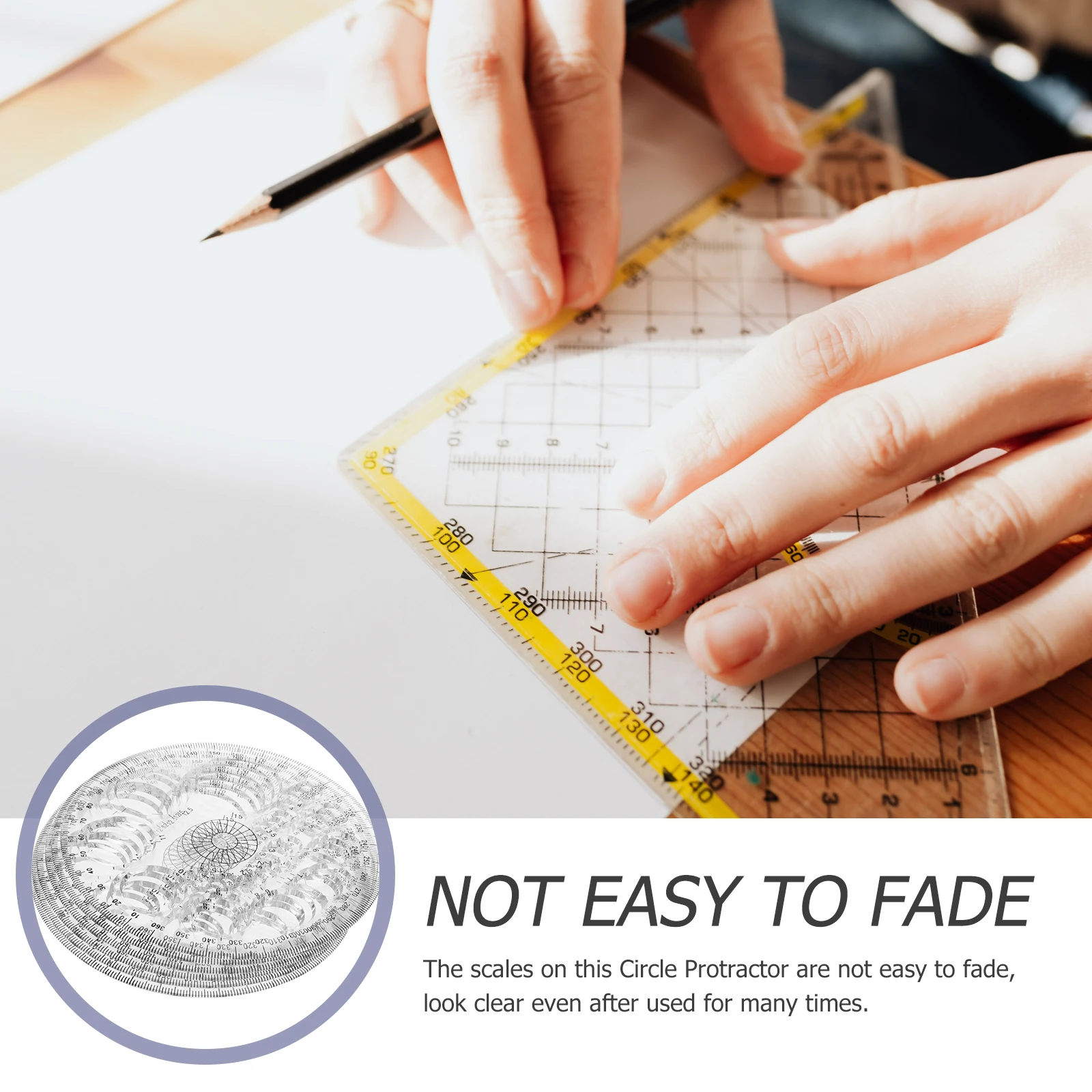 6 Pcs 360 Degree Protractor Circle Geometry Tool Transparent White 11 5CM Ruler Students Drawing Aid Measuring Instrument Math