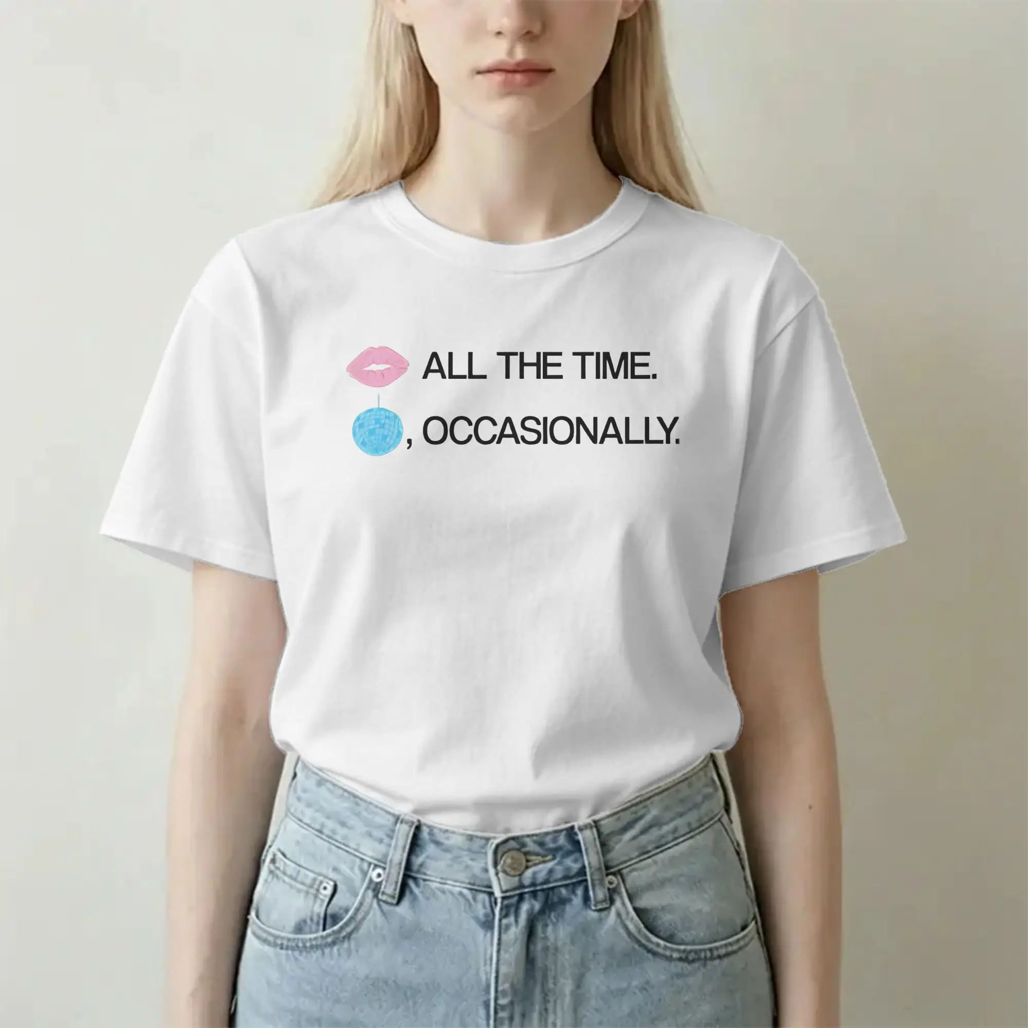 Camiseta Kiss All The Time para Homens e Mulheres, Estilo Musical Harrys, Camiseta de Algodão Puro, Tamanhos Grandes