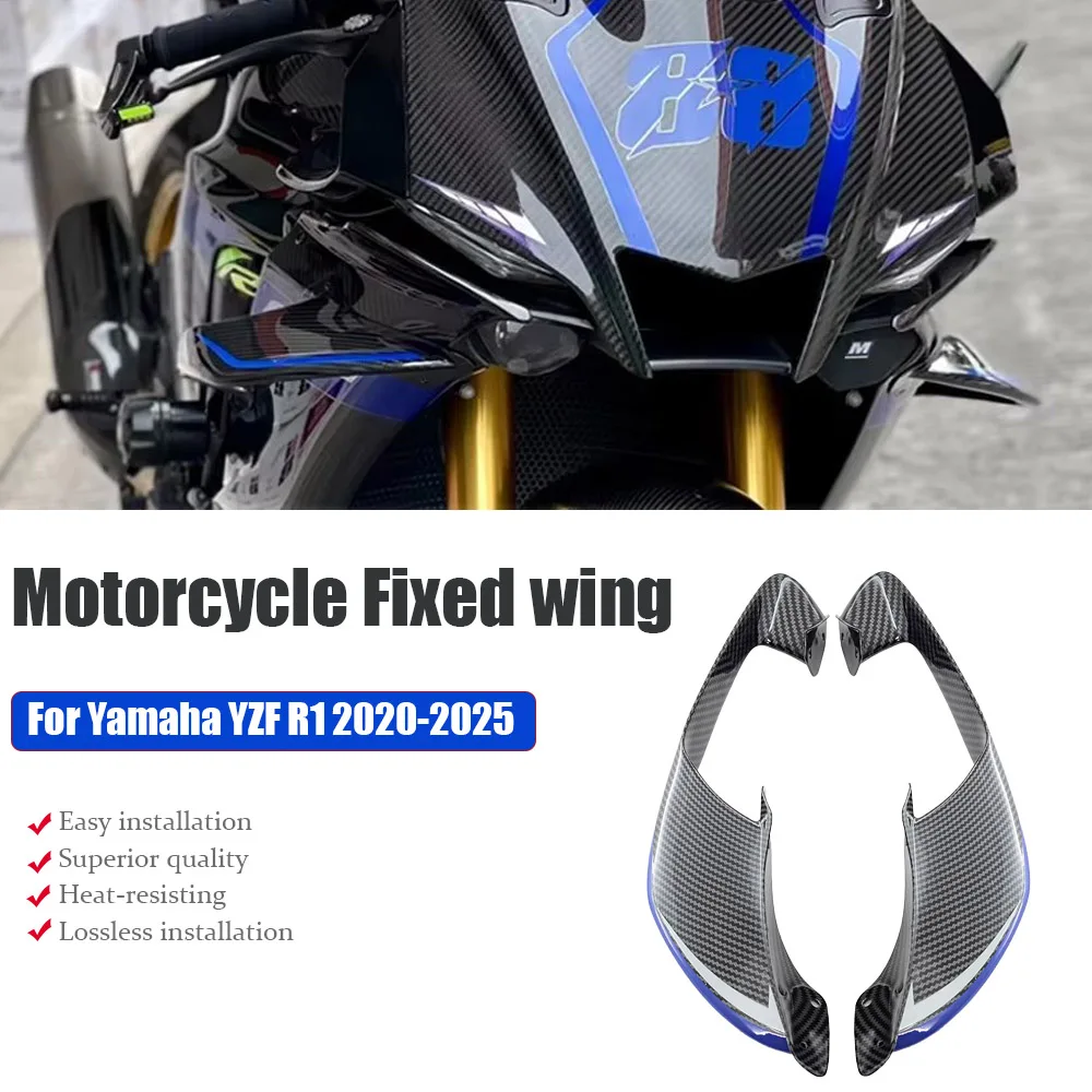 

Motorcycle Side Winglets For Yamaha R1 R1M 2020-2025 Front Wings Fairing Downforce Moto Parts ABS Plastic Installed By Bolts