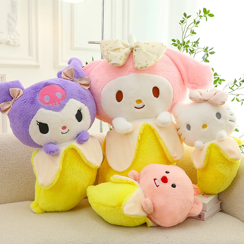 My Melody Sanrio Anime mewah Hello Kitty Kuromi My Melody boneka pisang mainan boneka besar mainan anak-anak hadiah ulang tahun Natal