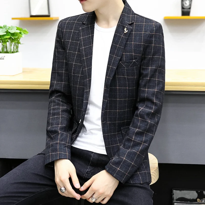 

High-quality men's fashionable banquet suit, stylish and versatile, trendy business casual British-style suit jacket