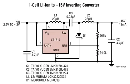 LT1617ES5 LT1617ES5-1 LT1617 - Micropower Inverting DC/DC Converters in SOT-23