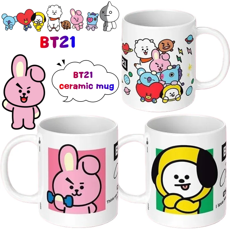 

Новая BT21 RJ Shooky Mang Chimmy Cooky, креативная высококачественная аниме-мультяшная принт, большая емкость, портативная керамическая кружка для кофе для пары