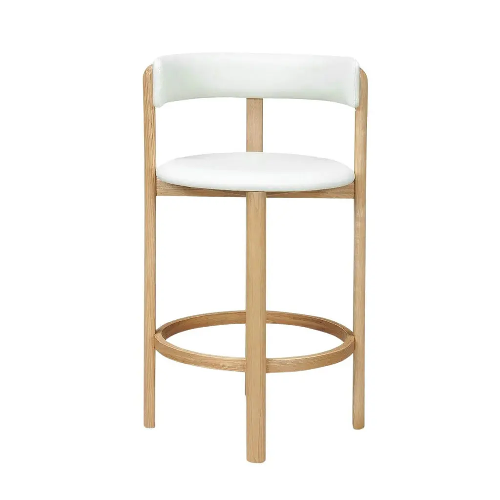 ◌a End Wooden Wavy Barstools Counter Height Oak Farmhouse Chic Height Barrel Barstool Wood Ergonomic bar Stool for Bar