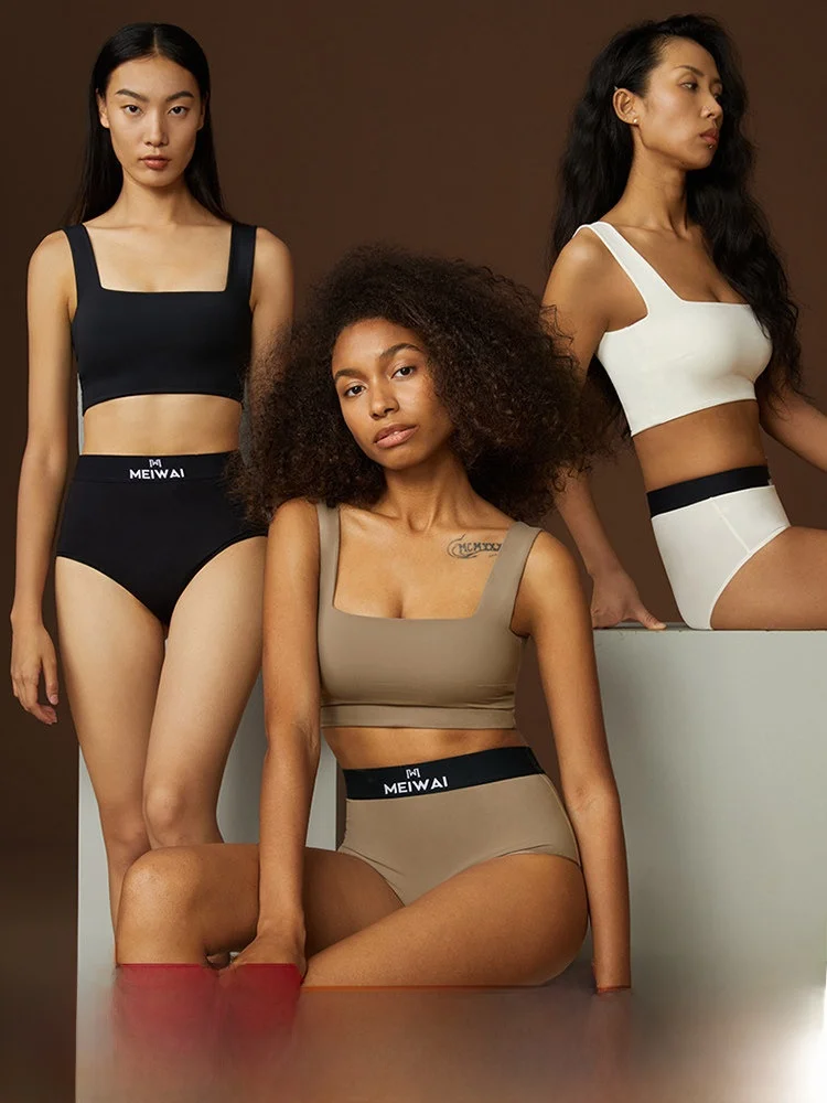 Seamless Sports Bra Women's Thin Running Shock Absorption No Sagging Large Chest Appears Small Chest Vest Style Bra Underwear
