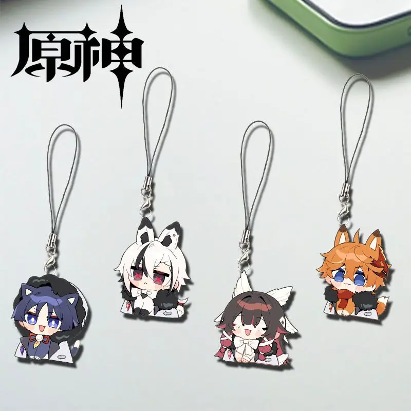 Game Genshin Impact Damselette Columbina Acrylic Lanyard For IPhone/Xiaomi/Huawei Mobile Phone Case Keychain KeyChain Cover Hang
