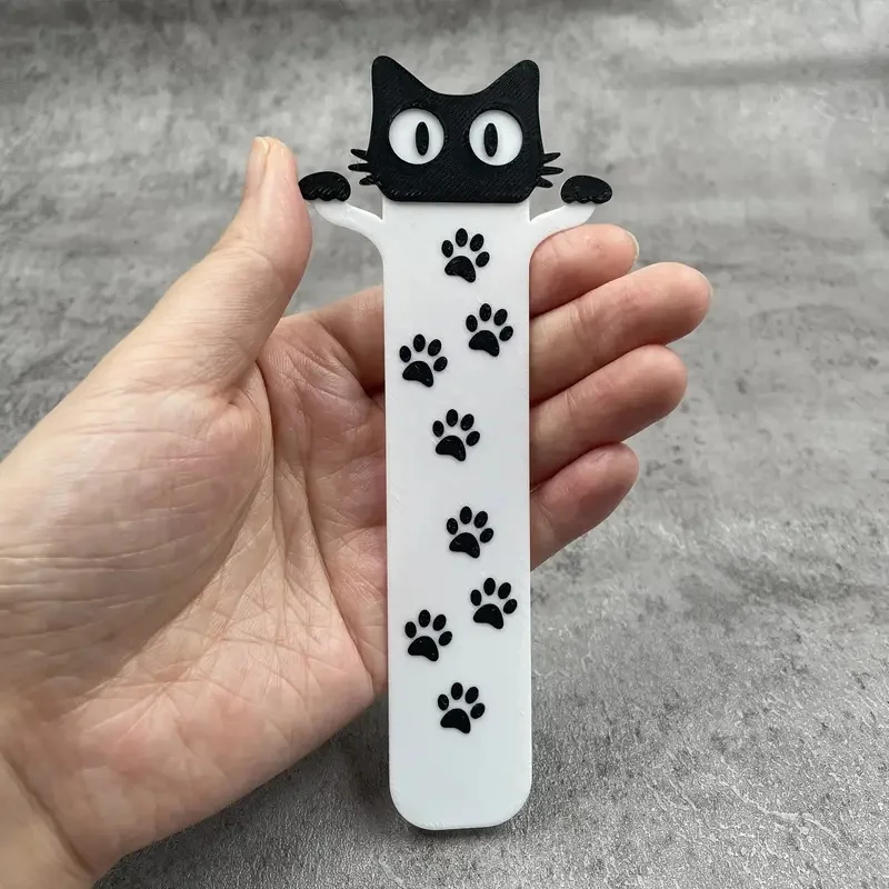 Marque-page chat noir en acrylique pour les amoureux des chats, les lecteurs, les étudiants et les enseignants. Cadeau parfait pour les vers de bibliothèque!
