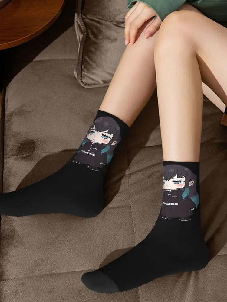 Muichiro Tokito (8) chaussettes Harajuku bas absorbant la sueur toutes saisons chaussettes longues accessoires pour cadeaux homme femme