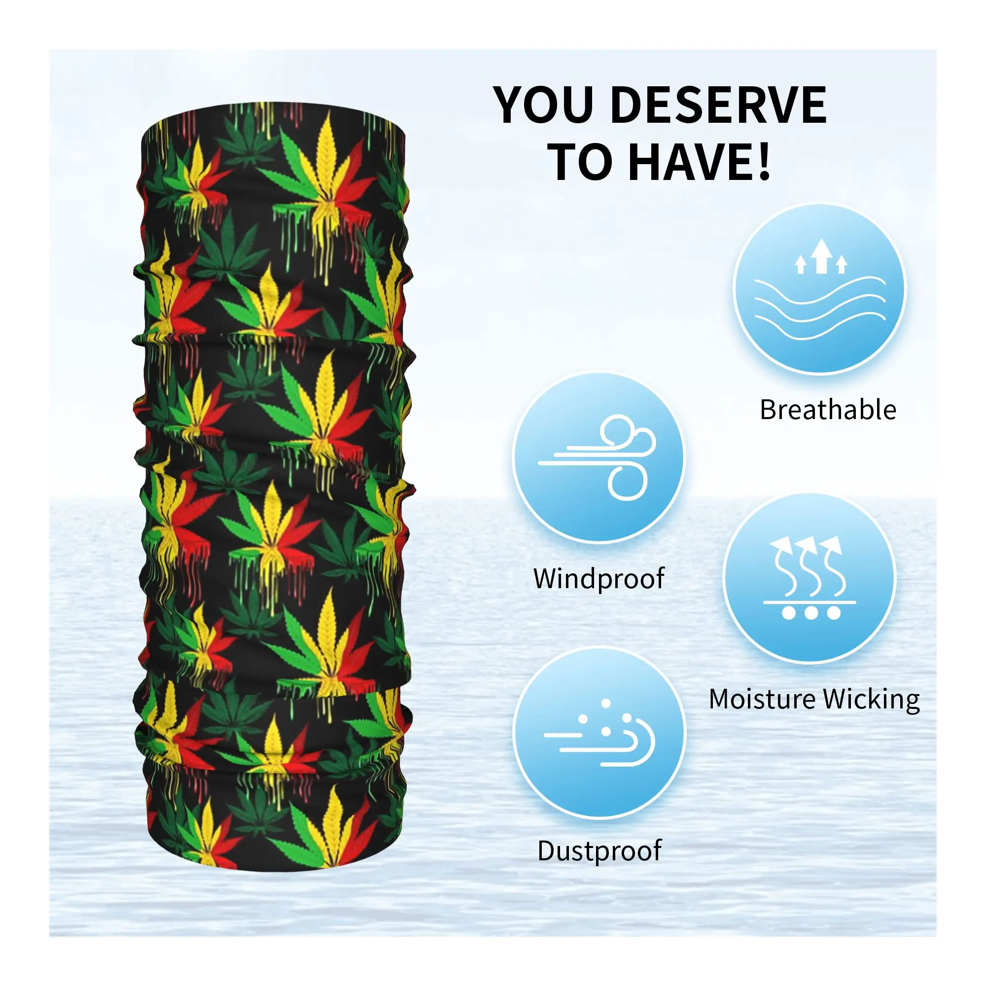 Kolorowa bandana z motywem liści rasta, osłona na szyję, drukowana chusta, maska, szalik, opaska na głowę, idealna na wędrówki, wędkowanie, dla mężczyzn, kobiet, dorosłych, na każdą porę roku.