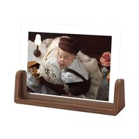 Walnut/Beech Creative Photo Frame Acrylic U Shape Transparent Frame Desktop Wood Wedding Pictures Frame Office Decor