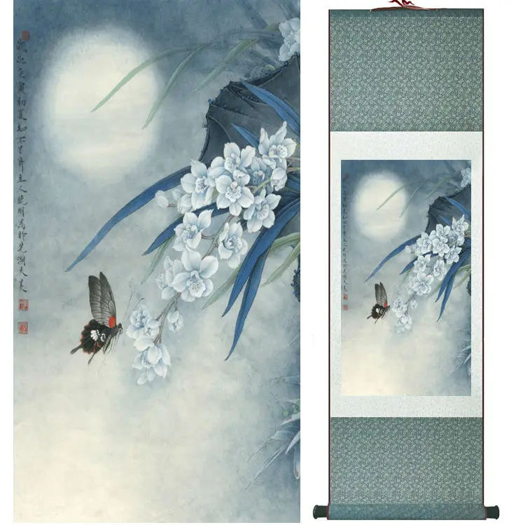 Top quality Butterfly and flowers  painting Chinese wash painting home decoration No.32306