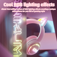ONIKUMA GT838 Gaming Headset Gamer Headset Stereo Headset with Microphone RGB Lighting Cute 3D Cartoon for iPad Tablet PS4