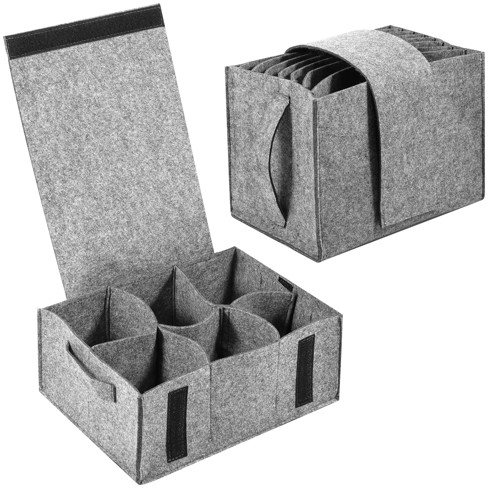 2Pcs Filz Platte Gericht Tasse Lagerung Tasche Halter Verdicken Camping Geschirr Container Wohnmobil Küche Schrank Layered Organisation