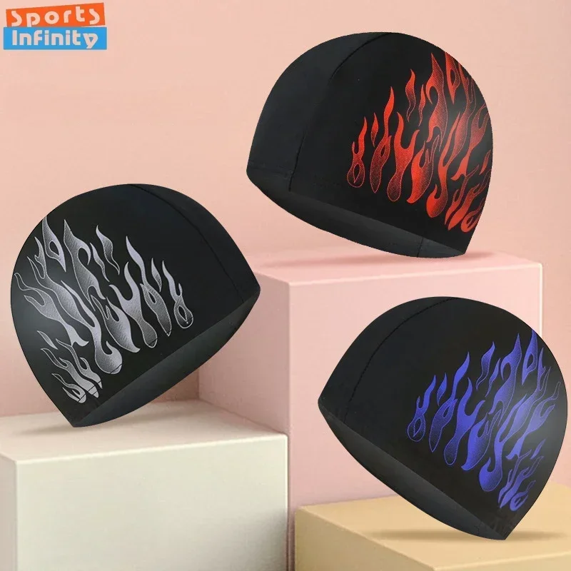 1pcs Fashion Ear Protection Men's Swimming Cap Man Big Size Flame Adult Swim Caps Breathable Head Swimming Caps Wholesale