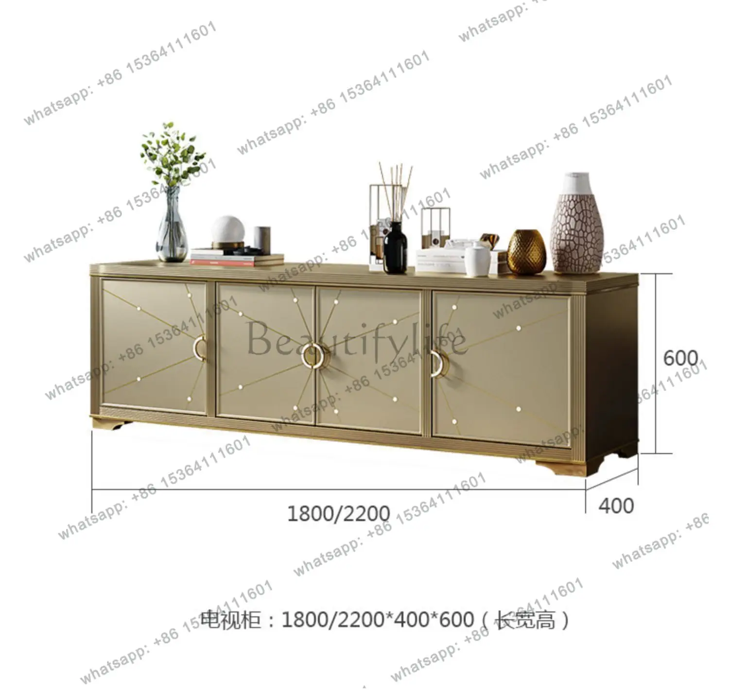 XX. American light luxury solid wood living room TV cabinet European postmodern locker