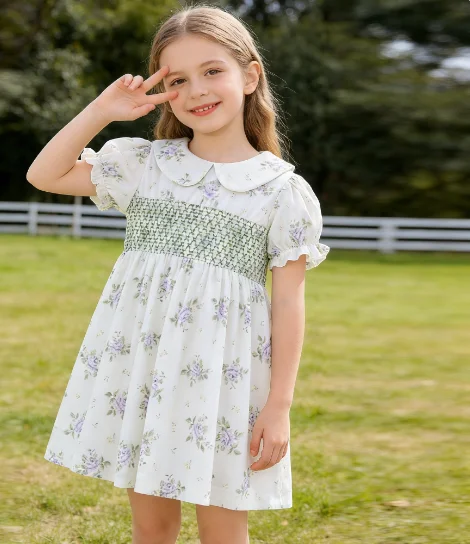 

New Summer Girls' Floral Dress Cute Baby Doll Neck Cotton Fashion and Comfortable Kids Princess Dress