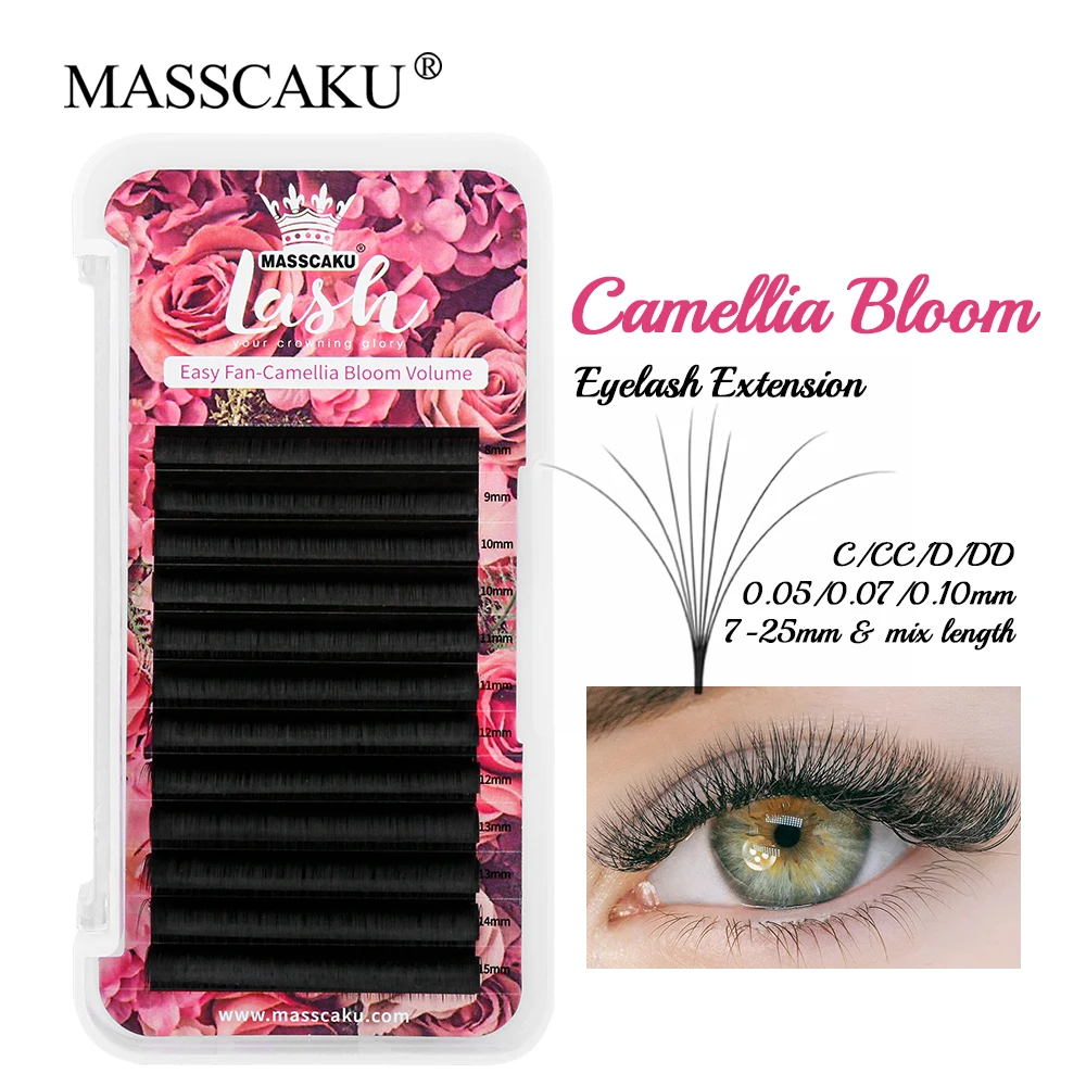 

MASSCAKU Premium Synthetic Mink Material Fast Flowering Eyelashes C CC D DD Curl Lightweight Soft 1 Second Blooming Eyelash