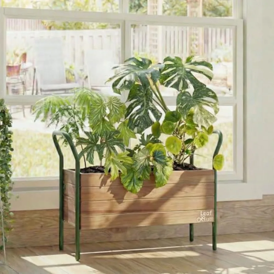 

Raised Garden Bed with Legs Plant Stand Indoor Outdoor Corner Metal Wood Plant Shelf ed Plant Holder Ladder Shelf for Patio Bal