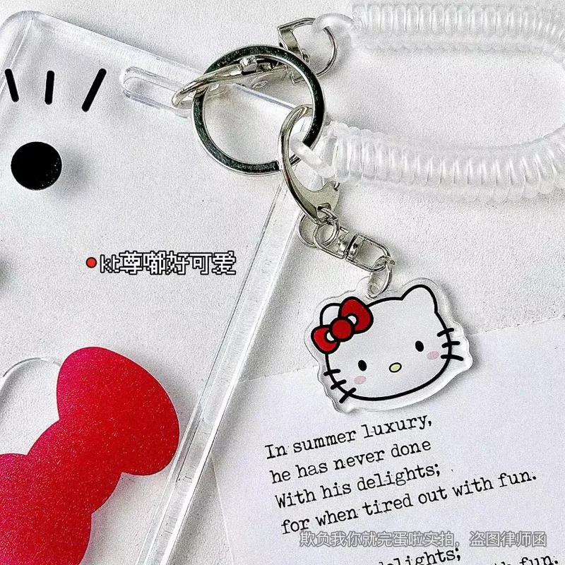 Hello Kitty porta carte di credito Cartoon Cute Badge porta carte di credito Badge porta carte di credito portachiavi donna custodie per carte Bus