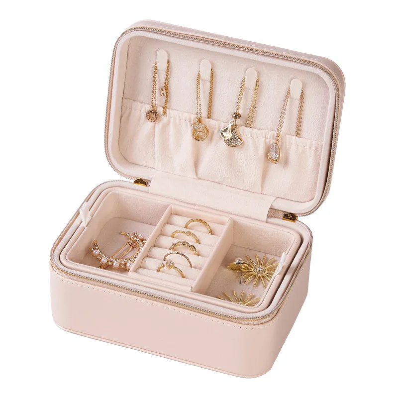 

Portable jewelry storage box, necklace, earrings, studs, simple style, small jewelry storage box.