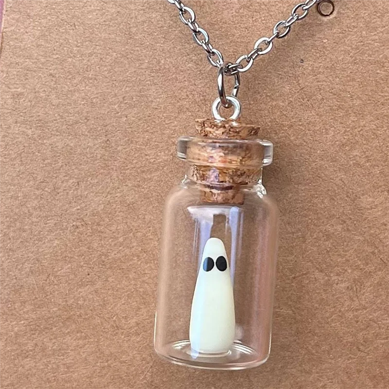 Glow in the Dark Adopt A Ghost Necklace - Cute Halloween Jewellery. Pet Ghost