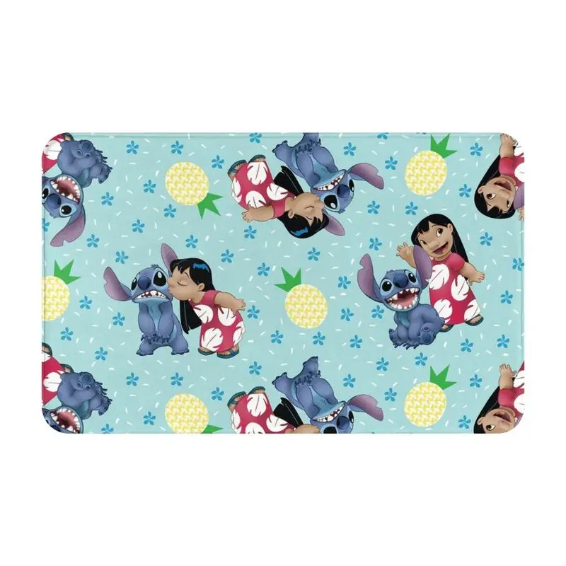 Custom Lilo Stitch Pineapple Pattern Front Door Floor Entrance Mat Indoor Bathroom Kitchen Doormat Toilet Carpet Rug