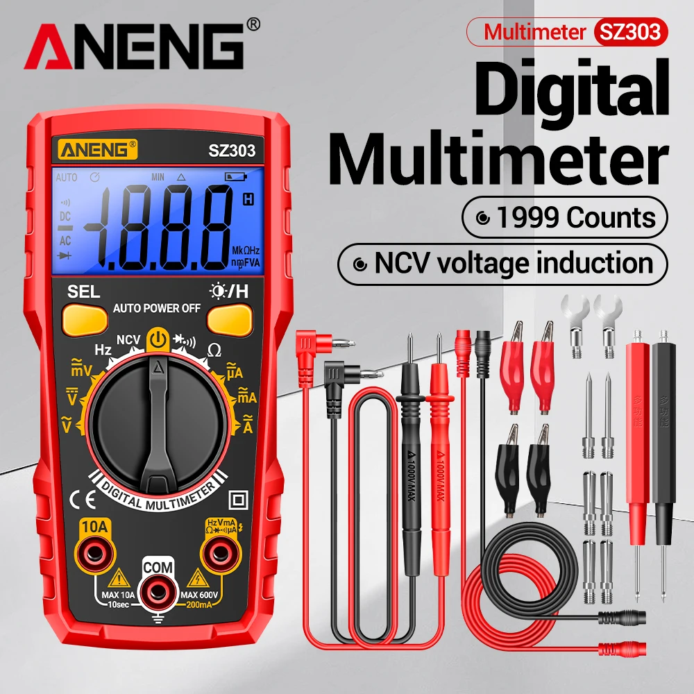 Smart Digital Multimeter ANENG SZ303 1999 Count Professional AC/DC Voltage Current Electrical Data Retention High Precision Tool