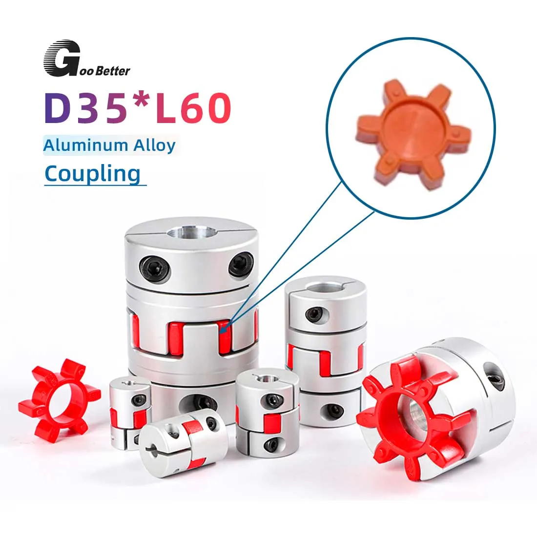 Jaw Shaft Coupler D35 L60 Spider Flexible Motor Aluminium Flexible Coupling Encoder Connector 10/11/12/13/14/15/16/17/18mm