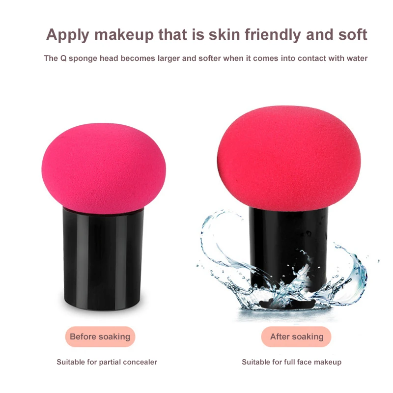 Brocha cosmética en forma de hongo, cabeza redonda, base de maquillaje, esponja correctora, suave, húmedo y seco, doble uso