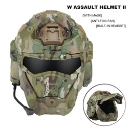 Tactical Assault Airsoft Helmet II with Mask Headset Anti-Fog Fan NV Stand Hunting Paintball casque Airsoft Equipment