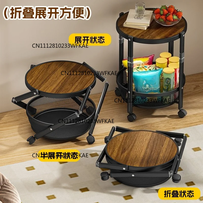 Folding household multi-layer living room shelf small apartment coffee table storage rack side table small coffee table