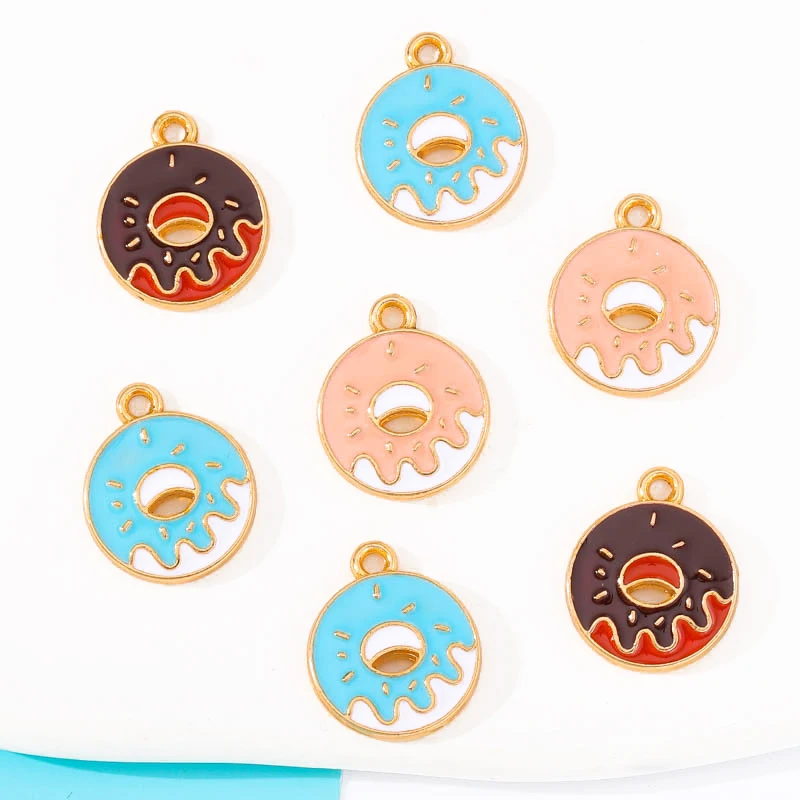 

20pcs Round 14*17mm Enamel Alloy Donut Pendant DIY Necklace Bracelet Earring Ornament Charm Jewelry Making Accessories Materials