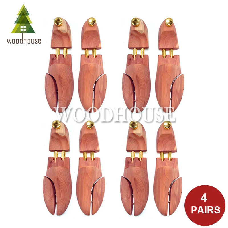 

4-PACK Men's and Women's Twin Tube Adjustable Red Cedar Shoe Tree Wood Shoe Tree