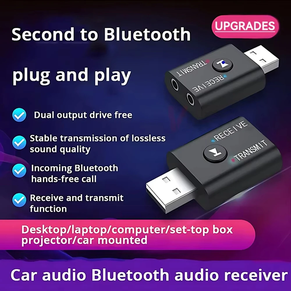 2 In1 USB Wireless Bluetooth Adapter 5.0 Transmiter Bluetooth for Computer TV Laptop Speaker Headset Adapter Bluetooth Receiver