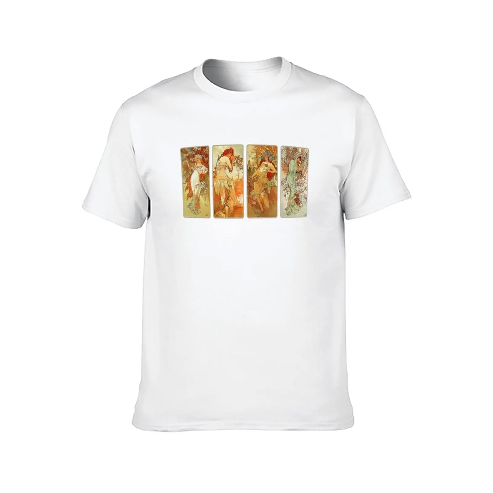 Mucha Four Seasons Collection 1896 T-Shirt oversized quick-drying anime shirt mens tall t shirts