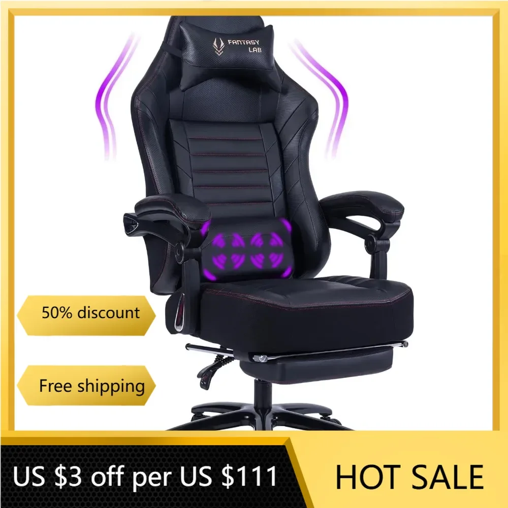 

Gaming Chair 400LBS with Footrest Massage Gaming Chair Memory Foam Adjustable Tilt Back Angle Gaming Chair